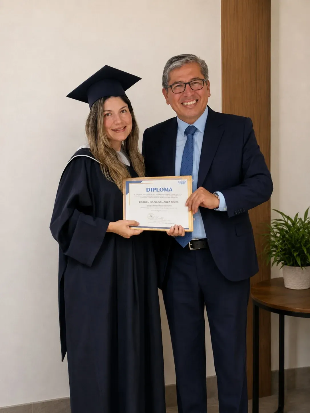 Ceremonia de graduación con diploma